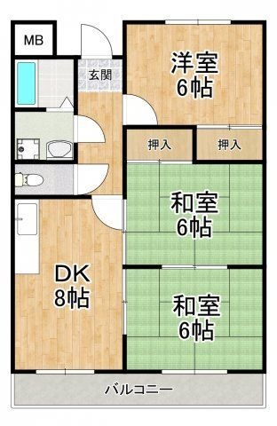 拡大写真:ロイヤルガーデン長野 2階202の間取り