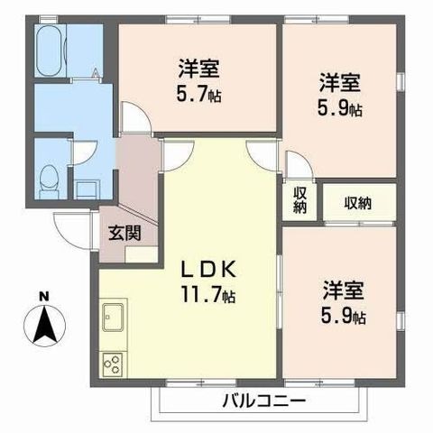 拡大写真:メゾンプレミール 2階210の間取り