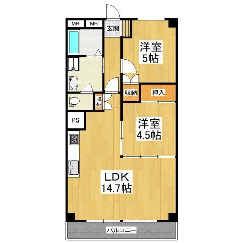 拡大写真:狭山ハウス3棟 6階603の間取り