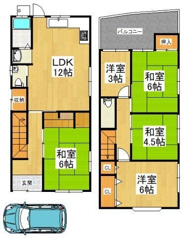拡大写真:堺市中区辻之戸建 1階-の間取り
