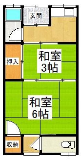 拡大写真:北余部アパート 2階202の間取り