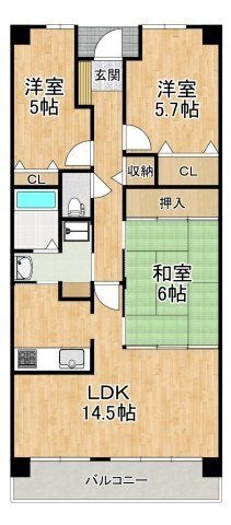 拡大写真:東急ドエル・アルス泉北深井 4階406の間取り