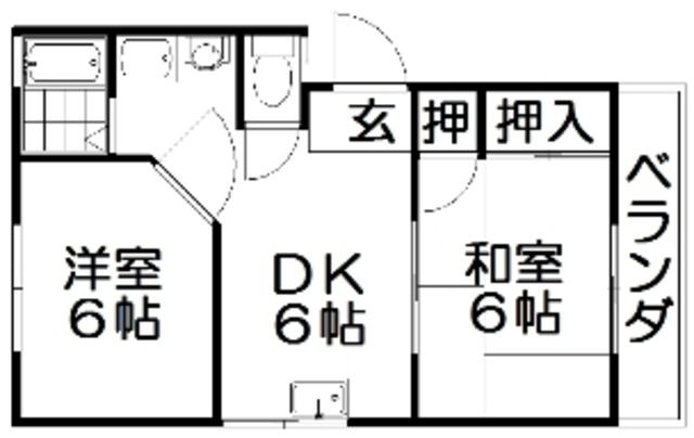 拡大写真:交久瀬ハイツB 2階202の間取り