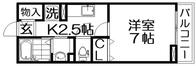 拡大写真:グランソレイユ楠葉II 2階202の間取り