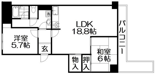 拡大写真:くずはニューハイツ 3階304の間取り