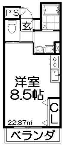 拡大写真:シャンテー中宮3 2階206の間取り