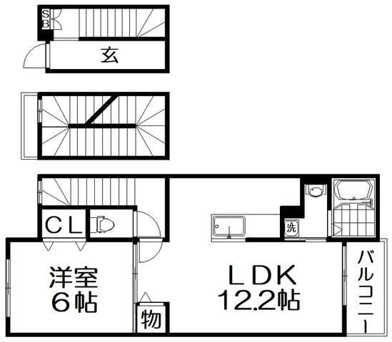 拡大写真:ベルメゾン 3階305の間取り