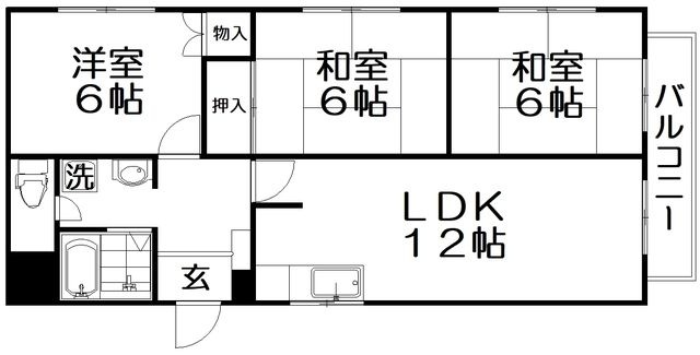 拡大写真:東香里ハーモニィプラザ 1階102の間取り