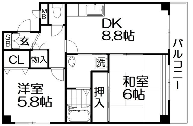 拡大写真：マンション奥野 3階302の間取り
