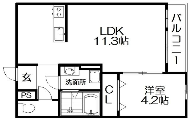 拡大写真:アート樟葉 2階202の間取り