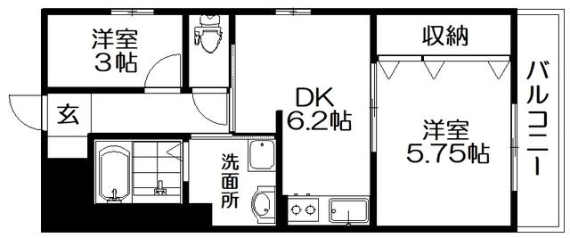 拡大写真:アルファクラージュ3 2階203の間取り