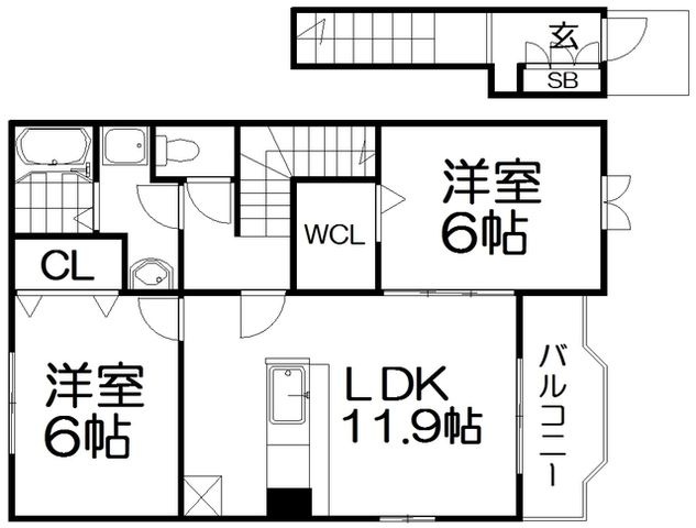 拡大写真:ボヌール 2階202の間取り