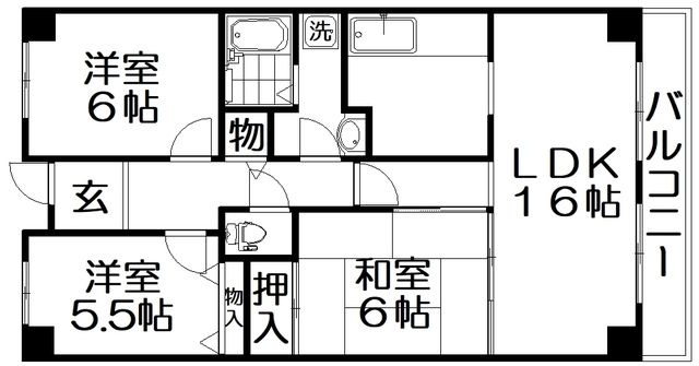 拡大写真:PHOENIX COURT交野Ⅱ 1階108の間取り