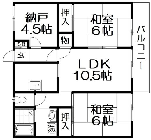 拡大写真:ヒルサイドテラス 1階105の間取り
