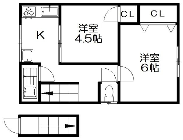 拡大写真:S-CUBE養父西町 2階201の間取り