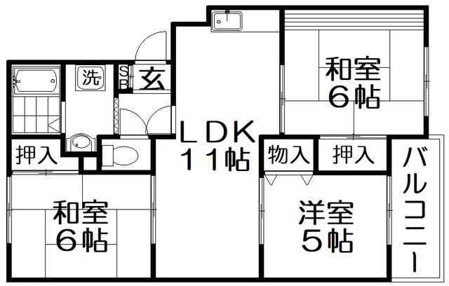 拡大写真：エミネンス西方 3階302の間取り