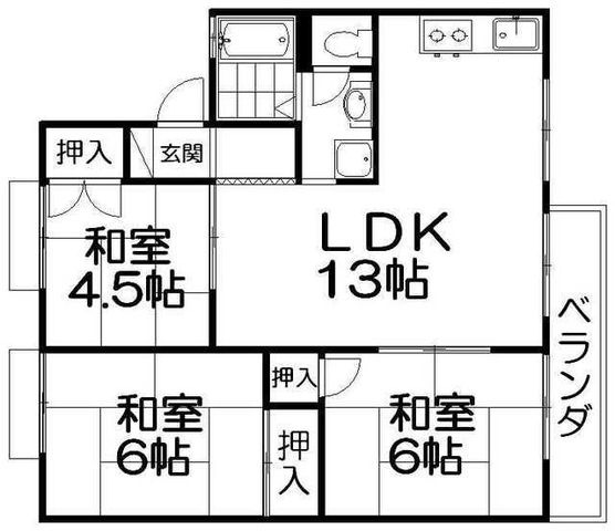 拡大写真:セジュール男山 1階109の間取り