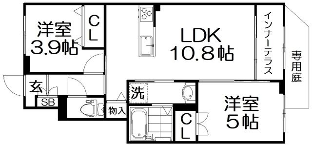 拡大写真:ローザ フェリーチェ 1階101の間取り