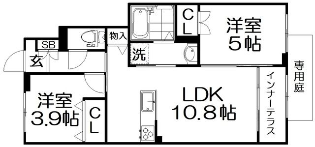 拡大写真:ローザ フェリーチェ 1階103の間取り