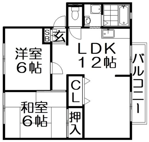拡大写真：ハイツカトレアA棟 1階102の間取り