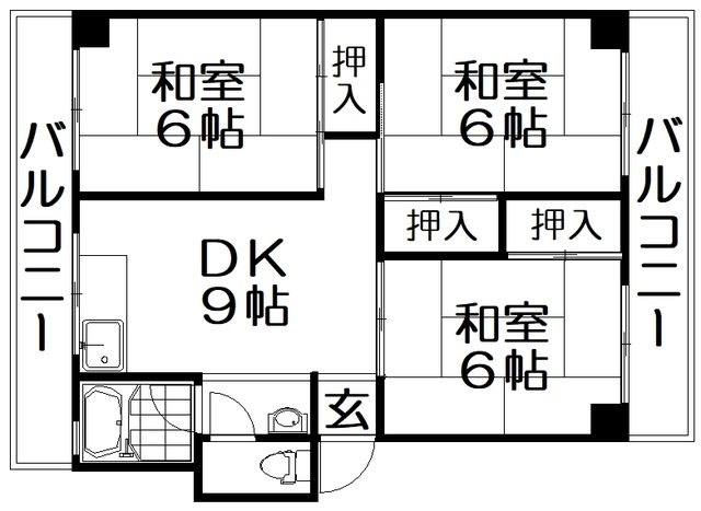 拡大写真:さつき丘コーポラス 1階104の間取り