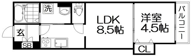 拡大写真:クリエオーレ藤阪東町 2階203の間取り