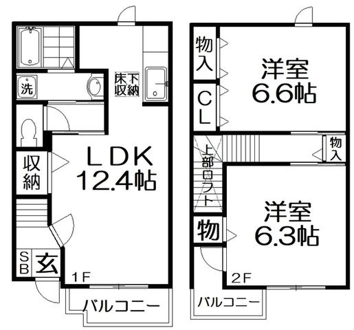 拡大写真:フリーデン3 1階102の間取り