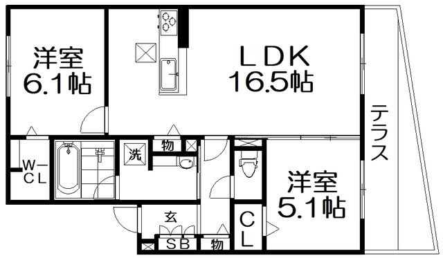 拡大写真:T-residence楠葉 1階101の間取り