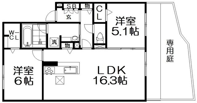 拡大写真:T-residence楠葉 1階102の間取り