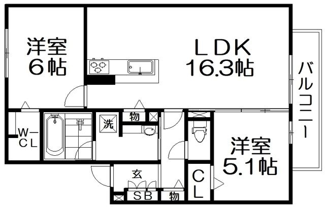 拡大写真:T-residence楠葉 2階203の間取り