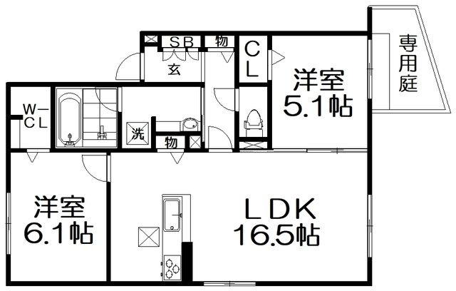 拡大写真:T-residence楠葉 1階105の間取り