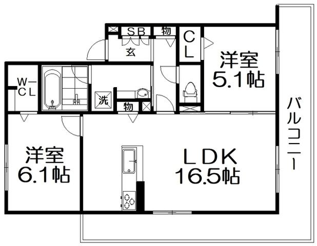 拡大写真:T-residence楠葉 2階205の間取り