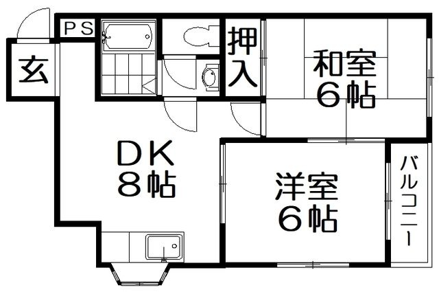 拡大写真:シャルマン津村 2階203の間取り