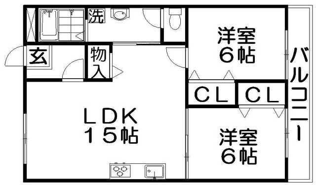 拡大写真:レオハイム木屋 4階403の間取り