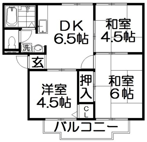 拡大写真:石橋ハイツB棟 2階201の間取り