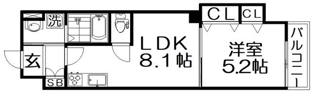 拡大写真:クリエオーレ若葉町 2階202の間取り