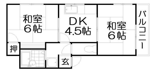 拡大写真:中井マンション 3階302の間取り