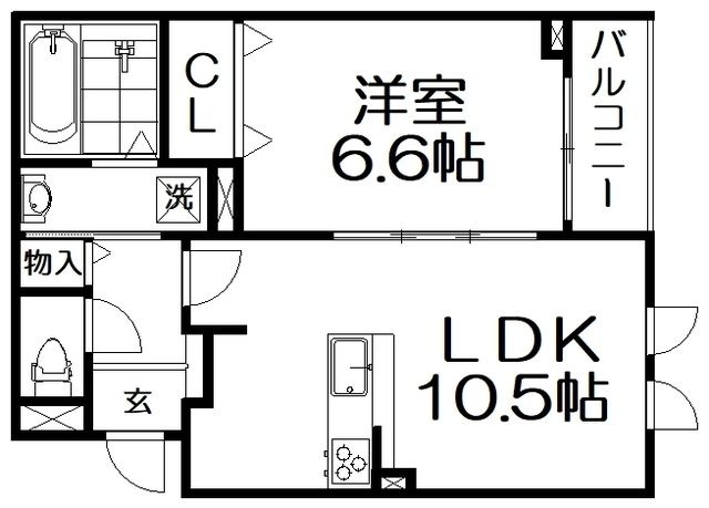 拡大写真:ルピナスHoshida 2階205の間取り