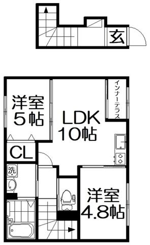 拡大写真:バックパレス香里 2階203の間取り