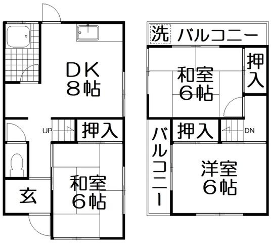 拡大写真:倉治2丁目貸家 1階1の間取り