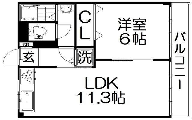 拡大写真:ピュアレイ 3階302の間取り