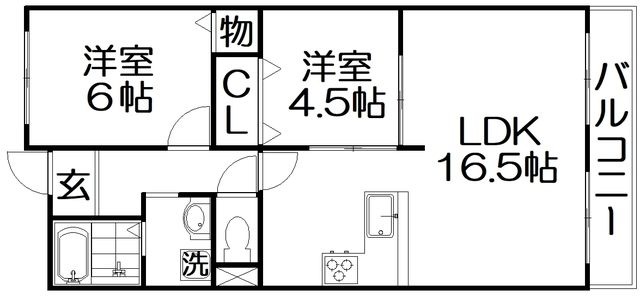 拡大写真:カサベルデ星ノ森 2階202の間取り