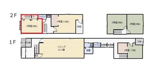 拡大写真:上本折84番館 2階5の間取り