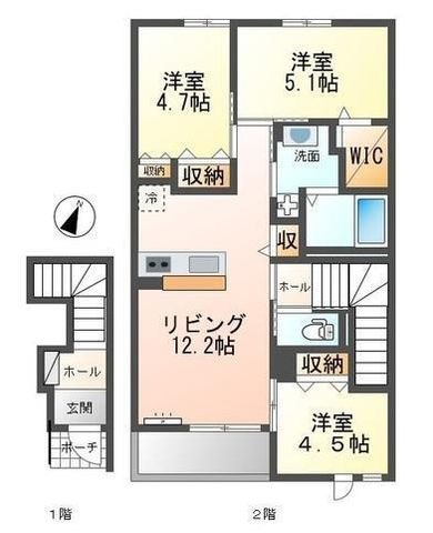 拡大写真：ムーンリバーＢ 2階203の間取り