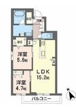 写真：Ｌａ　Ｍａｉｓｏｎ　Ｃａｌｍｅ 2階202の間取図