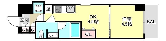 拡大写真:インプルーブ三宮イースト 7階707の間取り