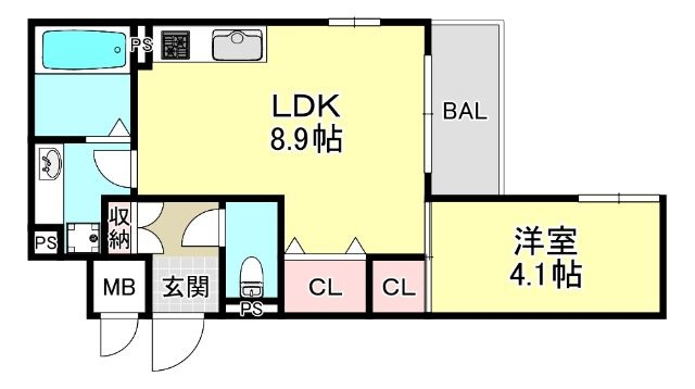 拡大写真:SHINKOBE COLN 3階302の間取り