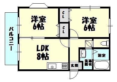 拡大写真：福岡市東区土井２丁目 2階201の間取り