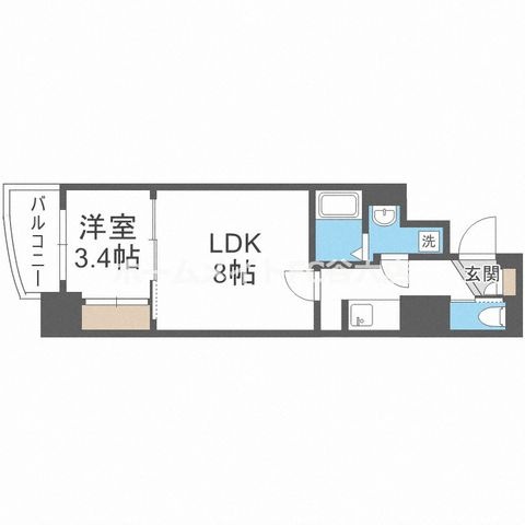 拡大写真:APRILE南森町 3階301の間取り