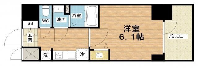 拡大写真:プレサンス松屋町ヴィゴラス 7階703の間取り